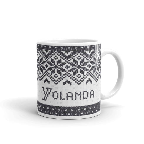 Snowflake Knitting Mug, Handpainted Yarn Mug, coffee and knitting mug, Yarn lover gift, knitter gift, knitter gift, knit gift, yarngift